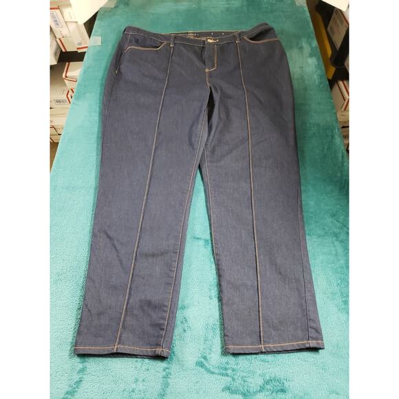 Chicos Jeans 3 US Size 16 Womens Blue Pant Stretch Denim Mid Rise Straight Ankle - Picture 1 of 12